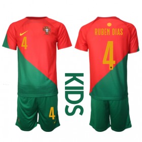 Portugal Ruben Dias #4 Hemmakläder Barn VM 2022 Kortärmad (+ Korta byxor)